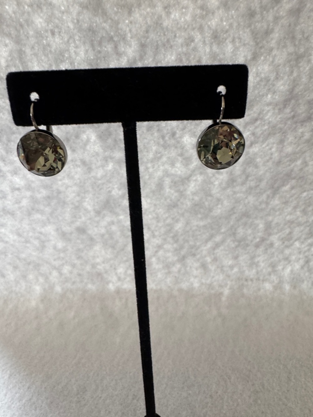 Touchstone Crystal Black Gunmetal Crystal Hook Earrings